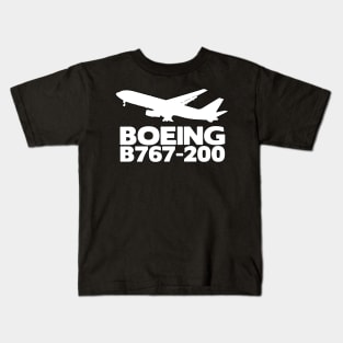 Boeing B767-200 Silhouette Print (White) Kids T-Shirt